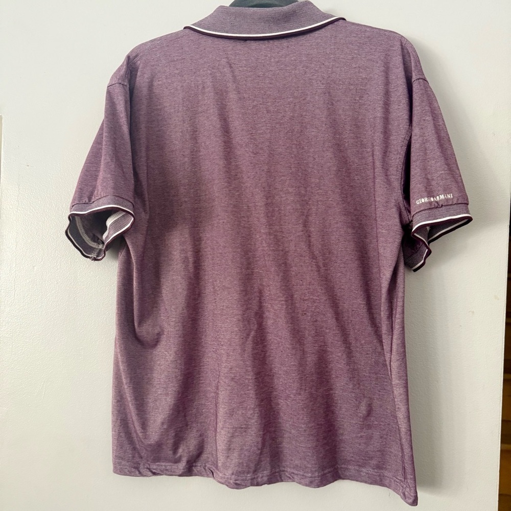 🌻EUC Giorgio Armani Tipped Polo | Quiet Luxury Mauve Textured Knit - Picture 4 of 7